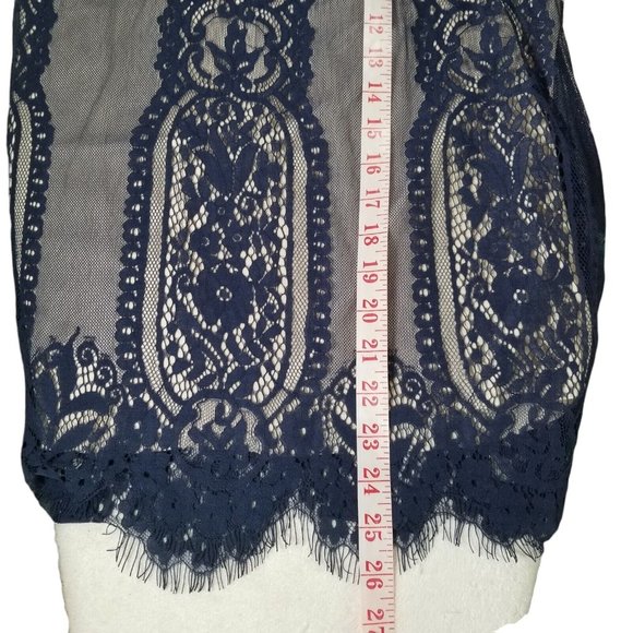 Three Pink Hearts By Trixxi Women's XL Lined Lace Tank Navy Cream NWT - Picture 5 of 7